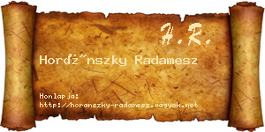 Horánszky Radamesz névjegykártya